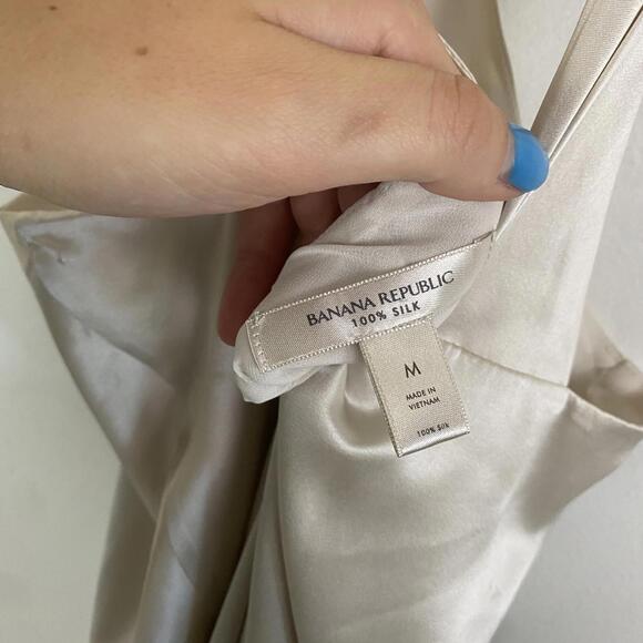 BANANA REPUBLIC Belay silk maxi dress ivory sz M - Picture 6 of 6